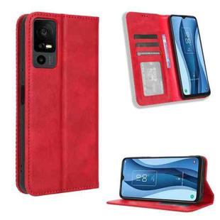 For TCL 40 XL Magnetic Buckle Retro Texture Leather Phone Case(Red)