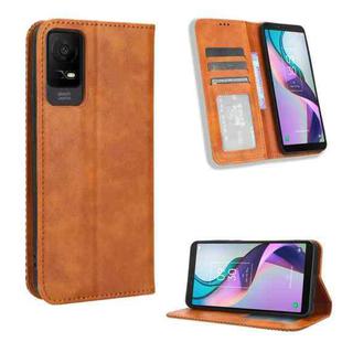 For TCL ION X Magnetic Buckle Retro Texture Leather Phone Case(Brown)