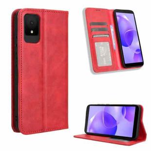 For TCL 502 Magnetic Buckle Retro Texture Leather Phone Case(Red)