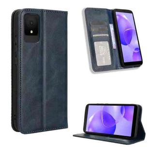 For TCL 502 Magnetic Buckle Retro Texture Leather Phone Case(Blue)