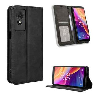 For TCL 501 4G Magnetic Buckle Retro Texture Leather Phone Case(Black)