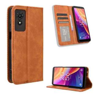 For TCL 501 4G Magnetic Buckle Retro Texture Leather Phone Case(Brown)