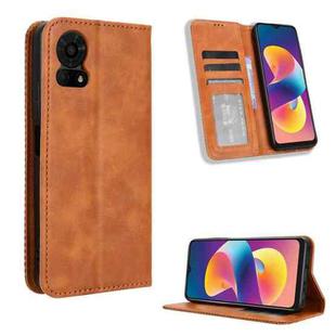 For TCL 50 LE Magnetic Buckle Retro Texture Leather Phone Case(Brown)