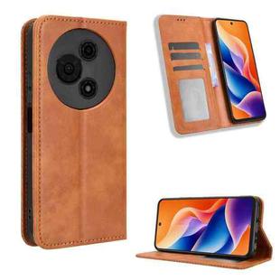 For TCL 605 / 60 SE Magnetic Buckle Retro Texture Leather Phone Case(Brown)