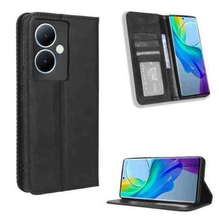 For vivo Y78 Plus Magnetic Buckle Retro Texture Leather Phone Case(Black)