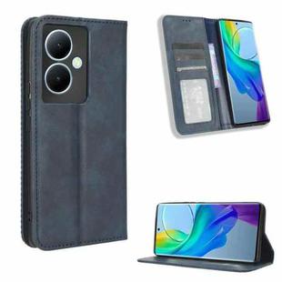 For vivo Y78 Plus Magnetic Buckle Retro Texture Leather Phone Case(Blue)