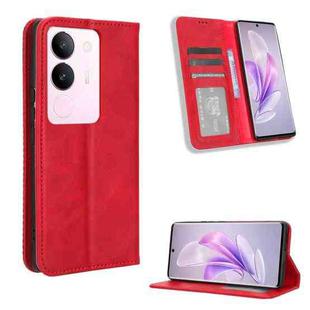 For vivo S17 5G / S17 Pro Magnetic Buckle Retro Texture Leather Phone Case(Red)