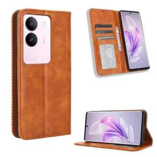 For vivo S17 5G / S17 Pro Magnetic Buckle Retro Texture Leather Phone Case(Brown)