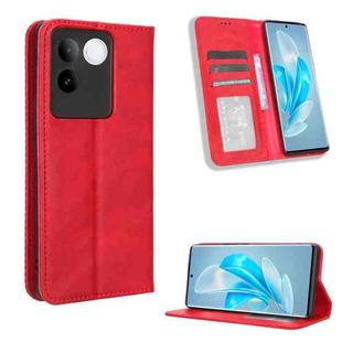 For vivo S17e Magnetic Buckle Retro Texture Leather Phone Case(Red)