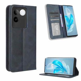 For vivo S17e Magnetic Buckle Retro Texture Leather Phone Case(Blue)