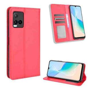 For vivo Y33T / Y33s / Y21 / Y21s Magnetic Buckle Retro Texture Leather Phone Case(Red)