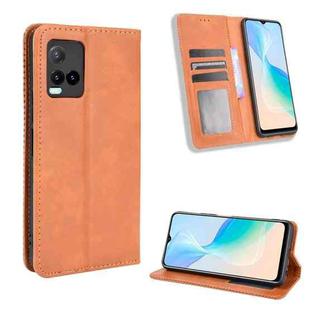 For vivo Y33T / Y33s / Y21 / Y21s Magnetic Buckle Retro Texture Leather Phone Case(Brown)