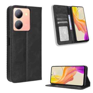 For vivo Y27 / Y36 5G / 4G Magnetic Buckle Retro Texture Leather Phone Case(Black)