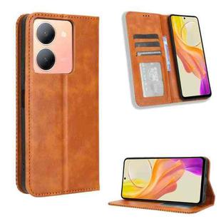 For vivo Y27 / Y36 5G / 4G Magnetic Buckle Retro Texture Leather Phone Case(Brown)