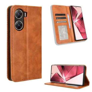 For vivo V29e 5G Magnetic Buckle Retro Texture Leather Phone Case(Brown)