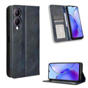 For vivo Y17s 4G Magnetic Buckle Retro Texture Leather Phone Case(Blue)
