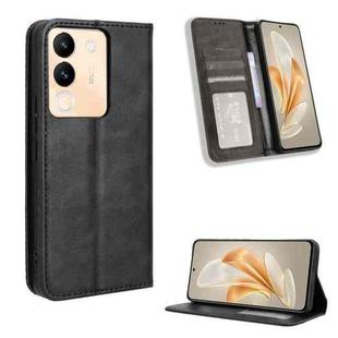 For vivo V29E / Y200 5G Magnetic Buckle Retro Texture Leather Phone Case(Black)