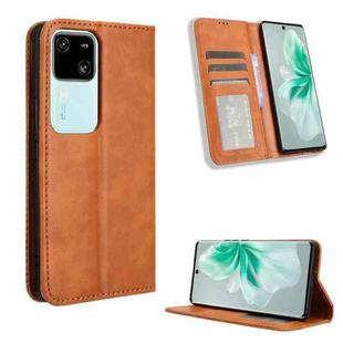 For vivo S18 5G / S18 Pro Magnetic Buckle Retro Texture Leather Phone Case(Brown)