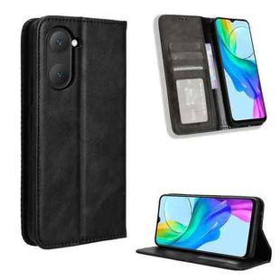 For vivo Y03 4G Magnetic Buckle Retro Texture Leather Phone Case(Black)