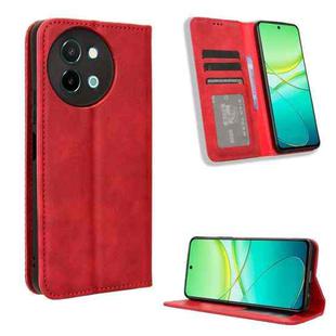 For vivo Y38 5G / Y200i 5G Magnetic Buckle Retro Texture Leather Phone Case(Red)