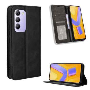 For vivo Y200e 5G / Y100 5G IND Magnetic Buckle Retro Texture Leather Phone Case(Black)