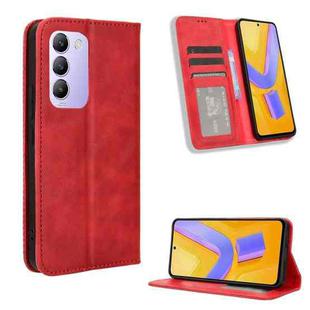 For vivo Y200e 5G / Y100 5G IDN Magnetic Buckle Retro Texture Leather Phone Case(Red)