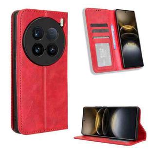 For vivo X100 Ultra 5G Magnetic Buckle Retro Texture Leather Phone Case(Red)