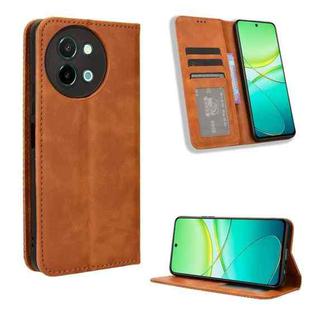 For vivo Y58 5G Magnetic Buckle Retro Texture Leather Phone Case(Brown)