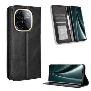 For vivo T3 Pro 5G / iQOO Z9S Pro 5G Magnetic Buckle Retro Texture Leather Phone Case(Black)