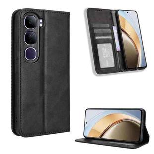 For vivo V40 Lite 4G / 5G IDN Magnetic Buckle Retro Texture Leather Phone Case(Black)