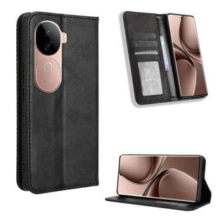 For vivo V40e 5G / iQOO Z9S 5G Magnetic Buckle Retro Texture Leather Phone Case(Black)