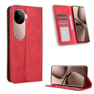 For vivo V40e 5G / iQOO Z9S 5G Magnetic Buckle Retro Texture Leather Phone Case(Red)