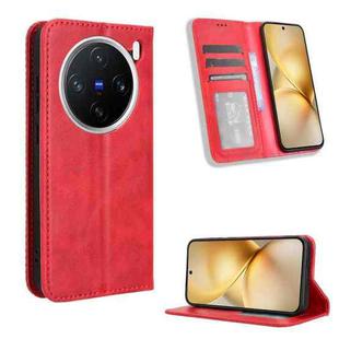 For vivo X200 5G Magnetic Buckle Retro Texture Leather Phone Case(Red)