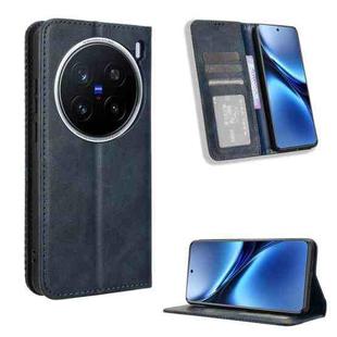 For vivo X200 Pro 5G Magnetic Buckle Retro Texture Leather Phone Case(Blue)