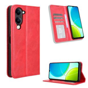 For vivo Y04 4G / Y29s 5G Magnetic Buckle Retro Texture Leather Phone Case(Red)
