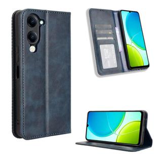For vivo Y04 4G / Y29s 5G Magnetic Buckle Retro Texture Leather Phone Case(Blue)