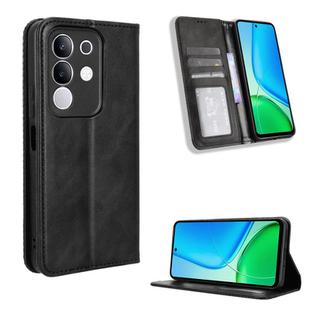 For vivo Y29 4G / T4x 5G Magnetic Buckle Retro Texture Leather Phone Case(Black)