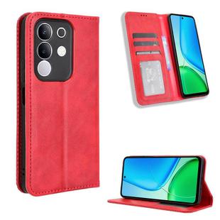 For vivo Y29 4G / T4x 5G Magnetic Buckle Retro Texture Leather Phone Case(Red)