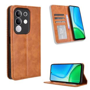 For vivo Y29 4G / T4x 5G Magnetic Buckle Retro Texture Leather Phone Case(Brown)