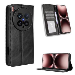 For vivo X200 Ultra 5G Magnetic Buckle Retro Texture Leather Phone Case(Black)