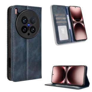 For vivo X200 Ultra 5G Magnetic Buckle Retro Texture Leather Phone Case(Blue)