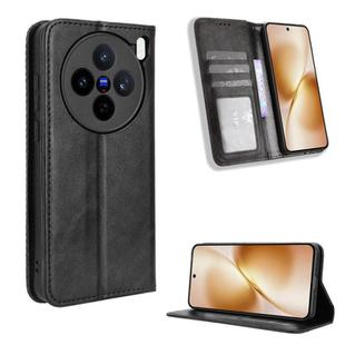 For vivo X200s 5G Magnetic Buckle Retro Texture Leather Phone Case(Black)