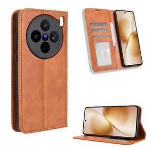 For vivo X200s 5G Magnetic Buckle Retro Texture Leather Phone Case(Brown)