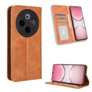 For vivo T4 5G / iQOO Z10 5G Global Magnetic Buckle Retro Texture Leather Phone Case(Brown)