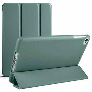 For iPad mini 5 / 4 / 3 / 2 / 1 3-folding TPU Horizontal Flip Leather Tablet Case with Holder(Deep Green)