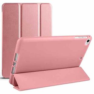 For iPad mini 5 / 4 / 3 / 2 / 1 3-folding TPU Horizontal Flip Leather Tablet Case with Holder(Rose Gold)