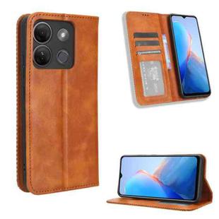 For Infinix Smart 7 HD X6516 Magnetic Buckle Retro Texture Leather Phone Case(Brown)