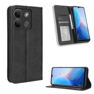 For Infinix Smart 7 Plus Magnetic Buckle Retro Texture Leather Phone Case(Black)