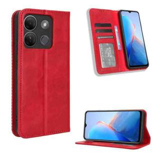 For Infinix Smart 7 Plus Magnetic Buckle Retro Texture Leather Phone Case(Red)