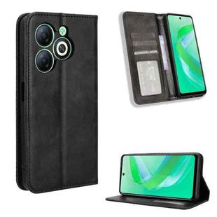 For Infinix Smart 8 X6525 Magnetic Buckle Retro Texture Leather Phone Case(Black)